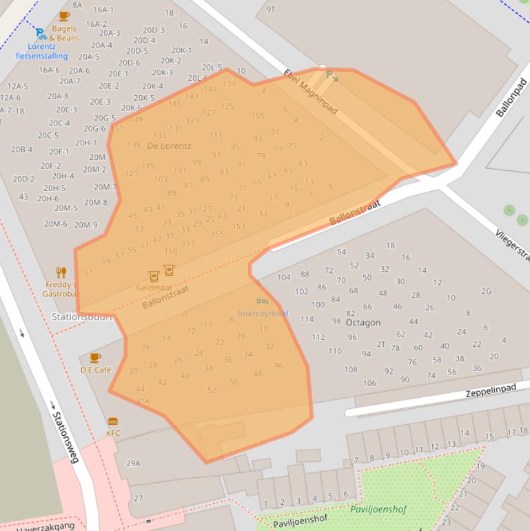 Kaart van postcodegebied 2312LJ.