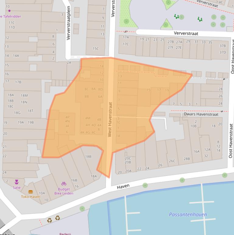 Kaart van postcodegebied 2312LZ.