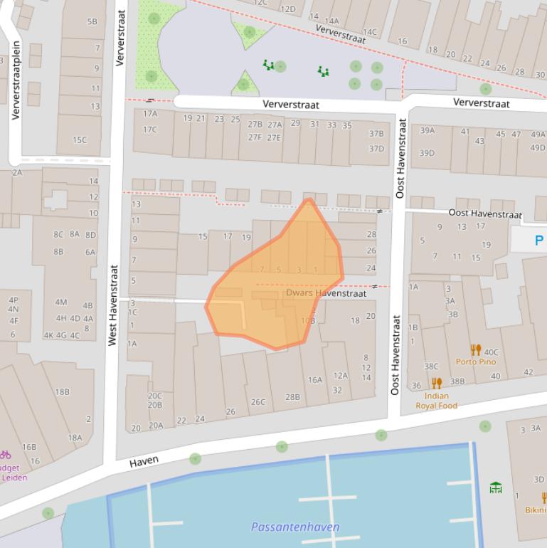 Kaart van postcodegebied 2312MC.