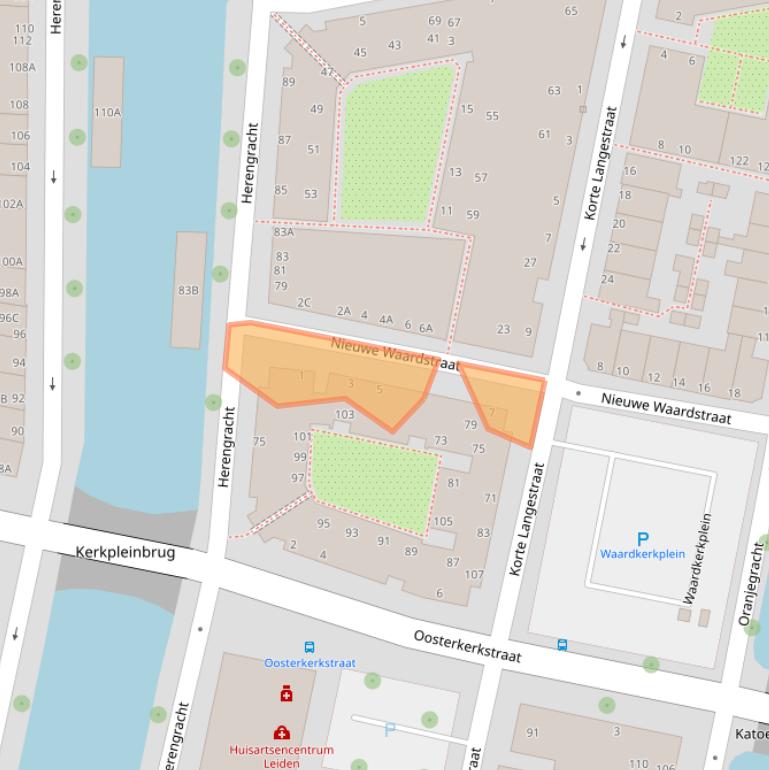 Kaart van postcodegebied 2312NG.