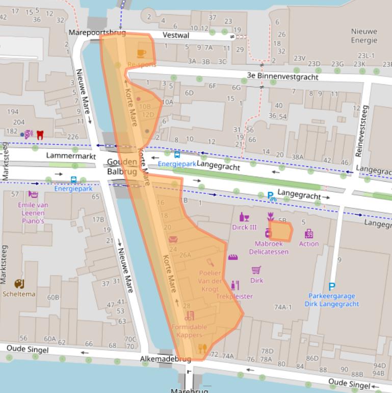 Kaart van postcodegebied 2312NN.