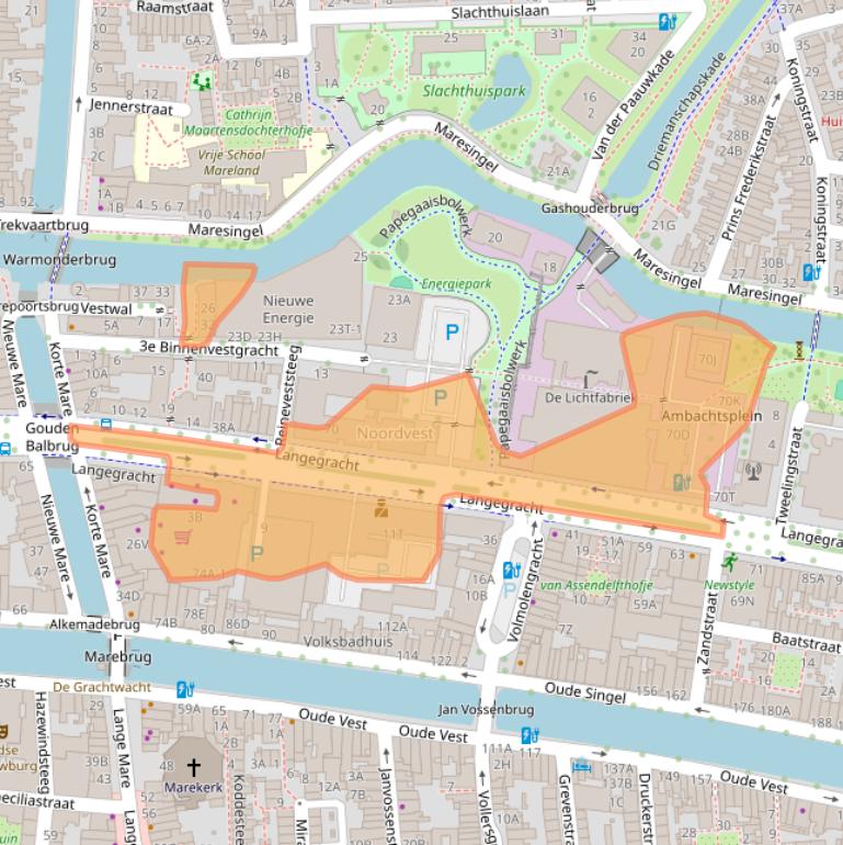 Kaart van postcodegebied 2312NV.