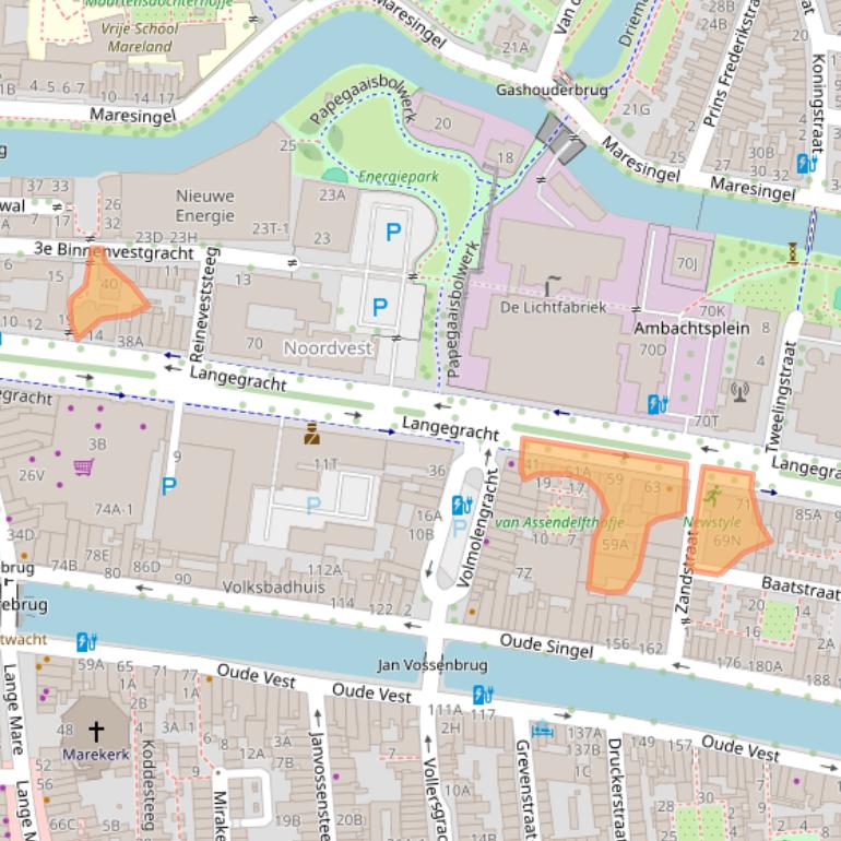 Kaart van postcodegebied 2312NW.