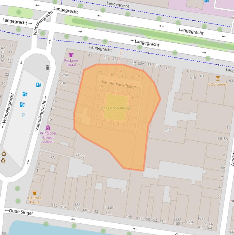 Kaart van postcodegebied 2312PJ.