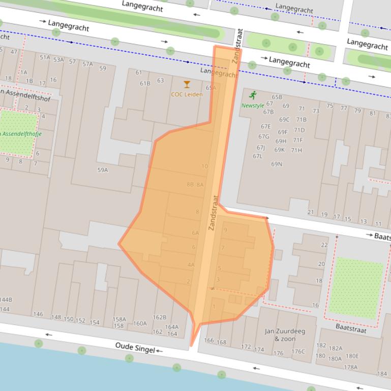Kaart van postcodegebied 2312PK.