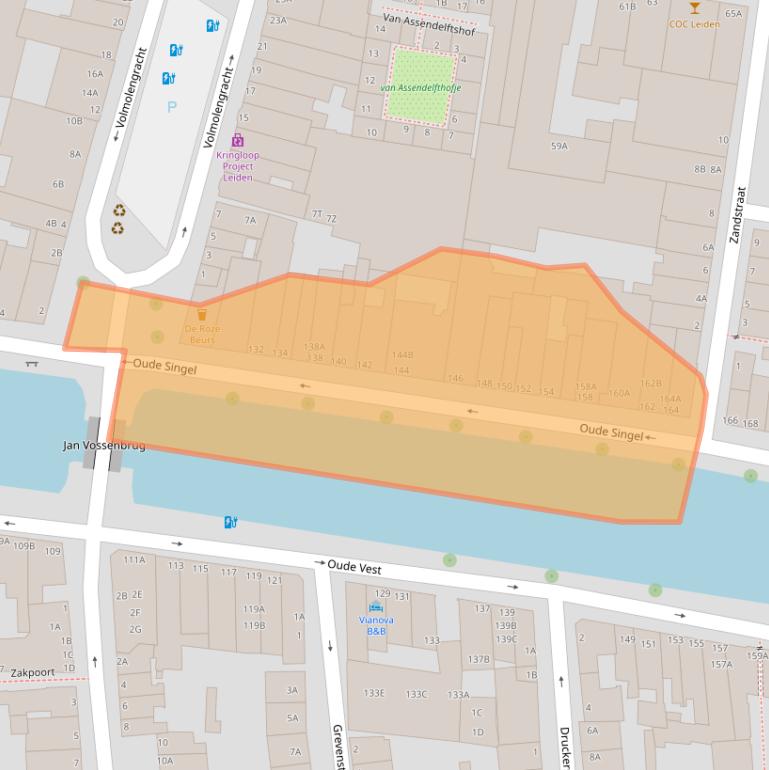 Kaart van postcodegebied 2312RG.