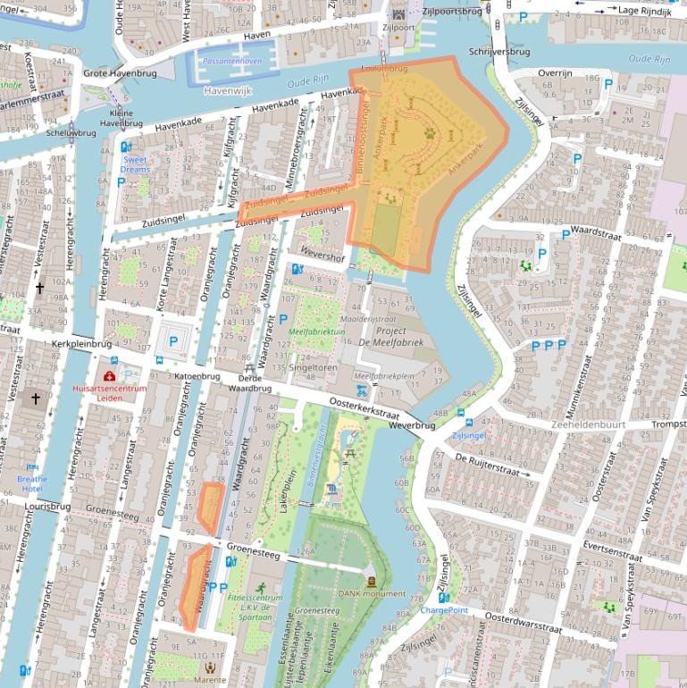 Kaart van postcodegebied 2312RP.