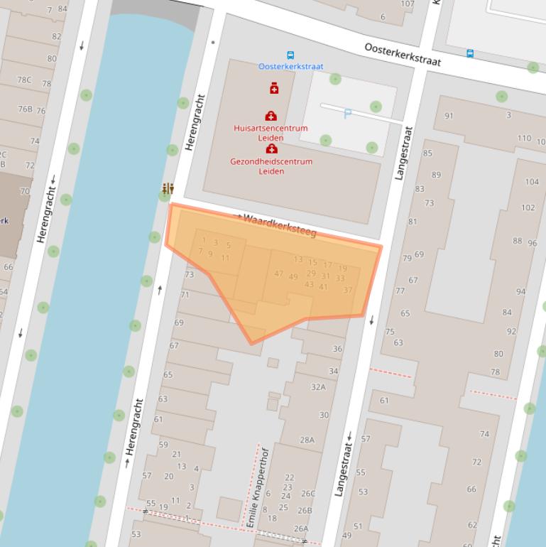 Kaart van postcodegebied 2312RS.