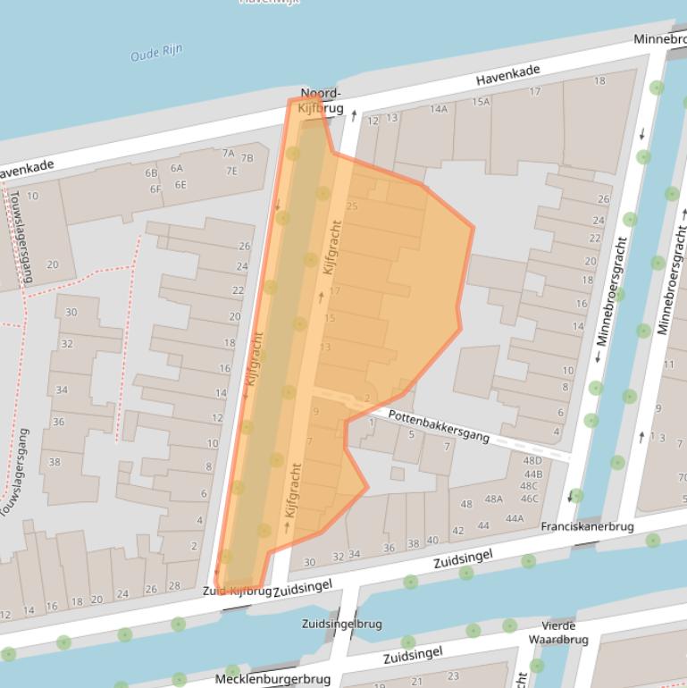 Kaart van postcodegebied 2312RX.