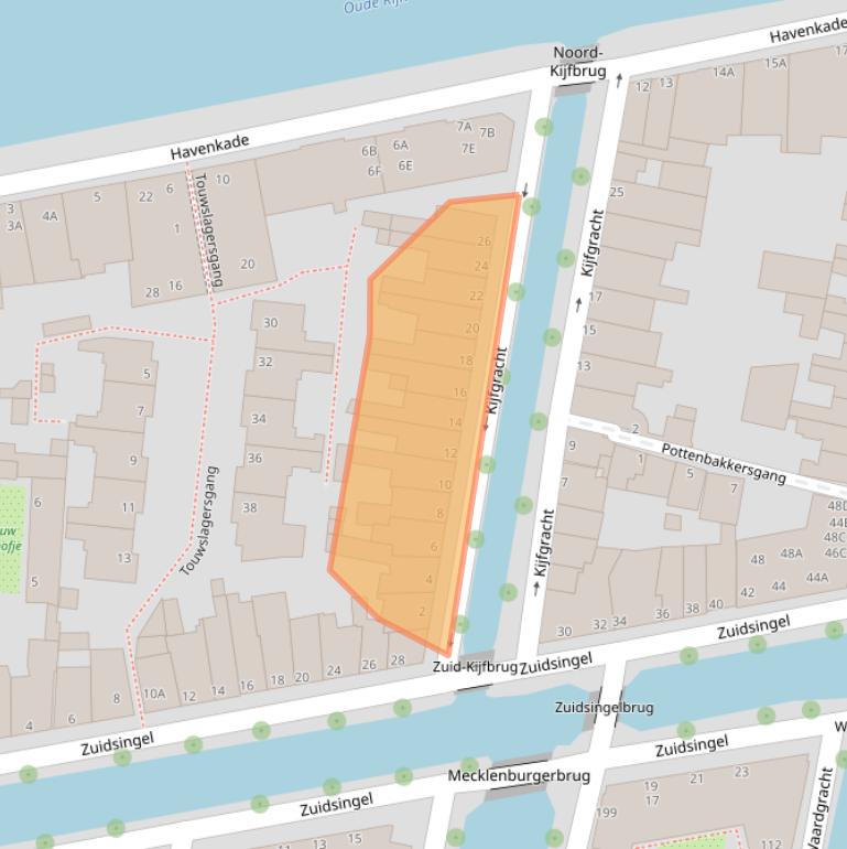 Kaart van postcodegebied 2312RZ.