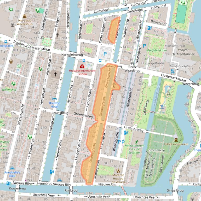 Kaart van postcodegebied 2312SJ.