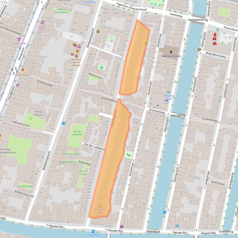 Kaart van postcodegebied 2312TB.
