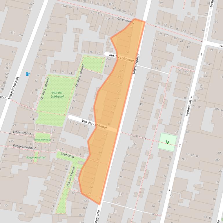 Kaart van postcodegebied 2312TE.