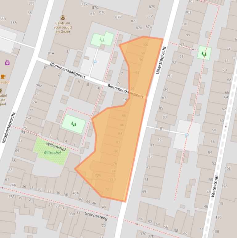 Kaart van postcodegebied 2312TG.