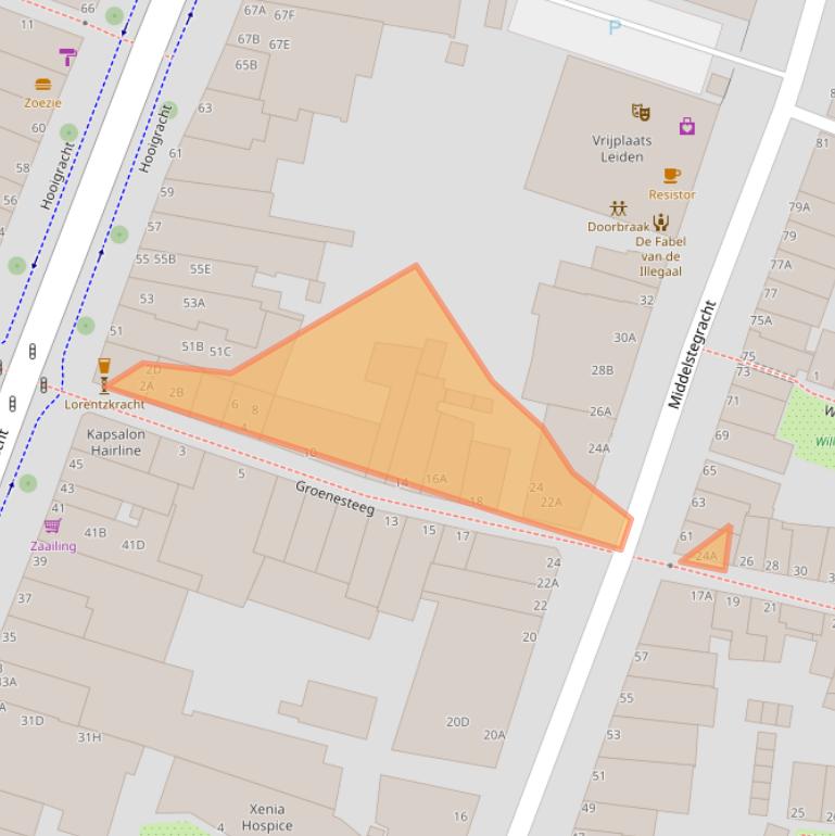 Kaart van postcodegebied 2312TL.