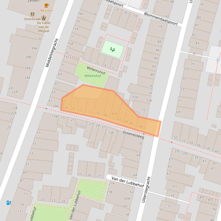 Kaart van postcodegebied 2312TM.