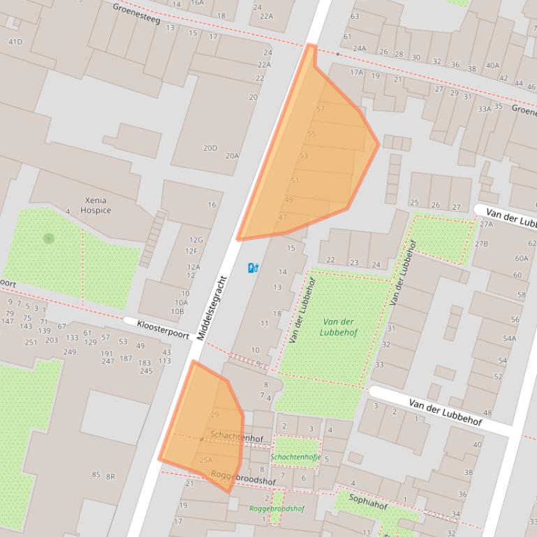 Kaart van postcodegebied 2312TS.