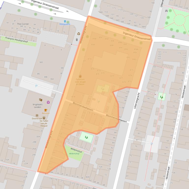 Kaart van postcodegebied 2312TT.