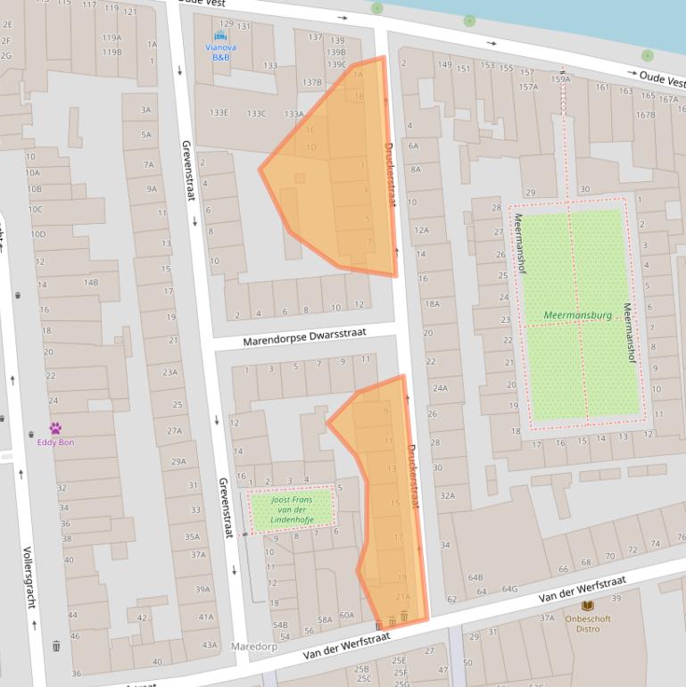 Kaart van postcodegebied 2312VB.