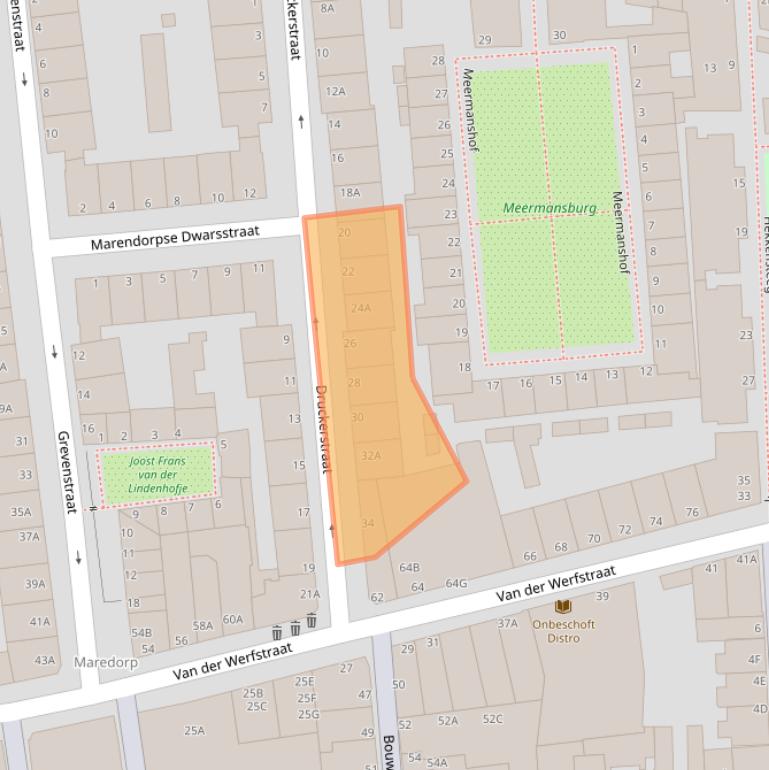 Kaart van postcodegebied 2312VD.