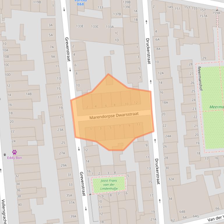 Kaart van postcodegebied 2312VE.