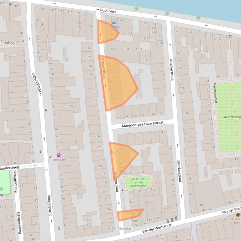 Kaart van postcodegebied 2312VJ.