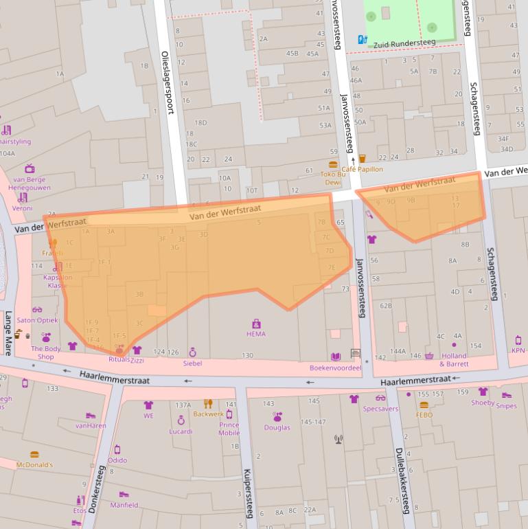 Kaart van postcodegebied 2312VR.