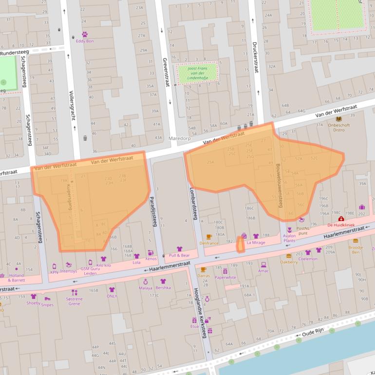 Kaart van postcodegebied 2312VS.
