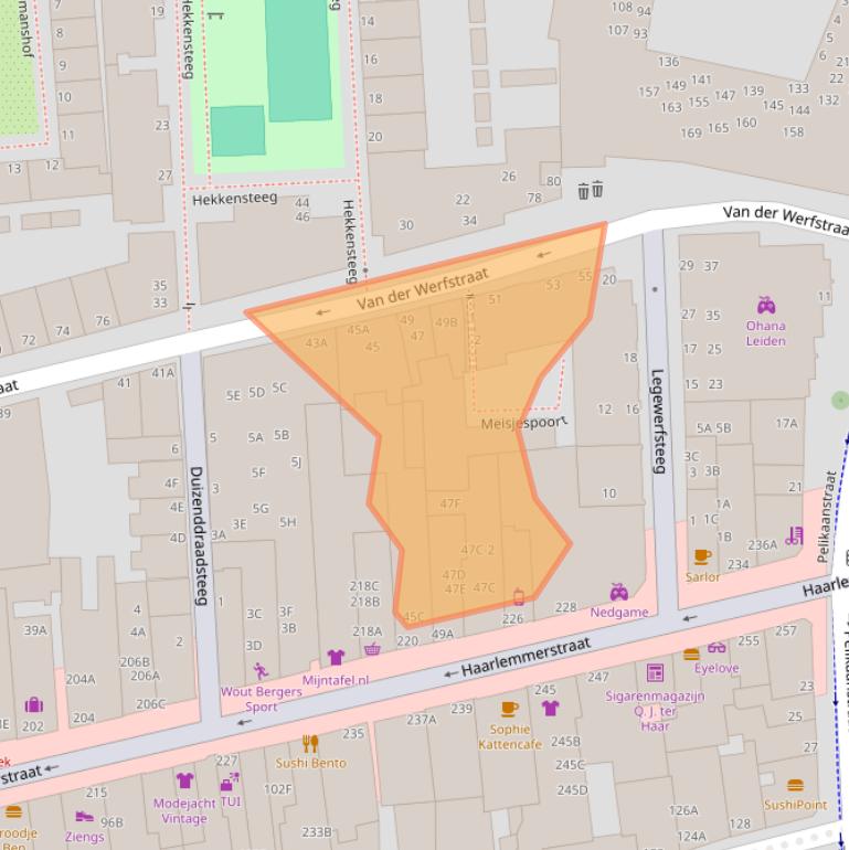 Kaart van postcodegebied 2312VV.