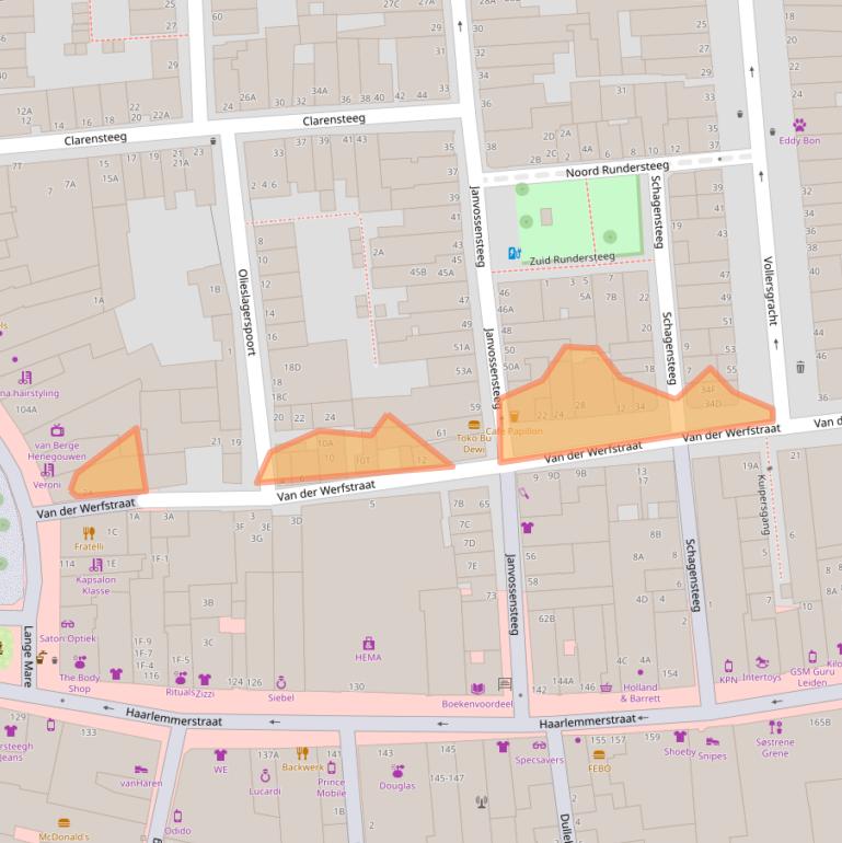 Kaart van postcodegebied 2312VW.