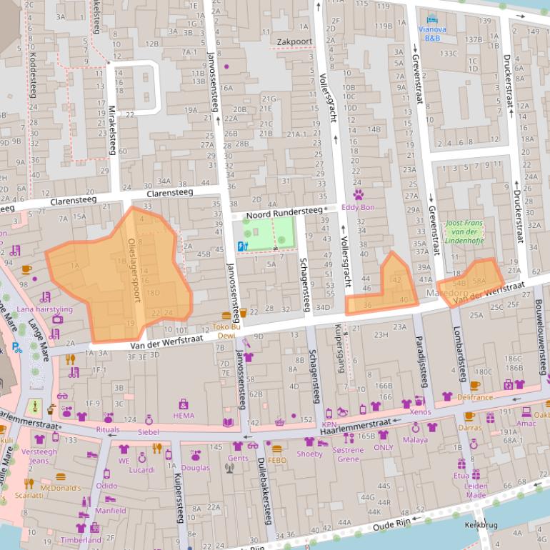 Kaart van postcodegebied 2312VX.
