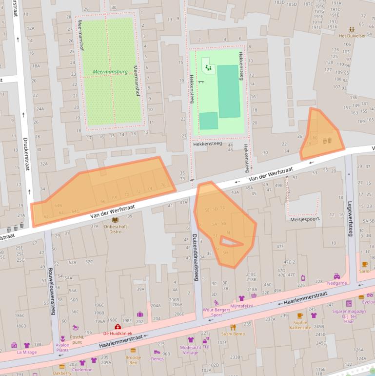 Kaart van postcodegebied 2312VZ.
