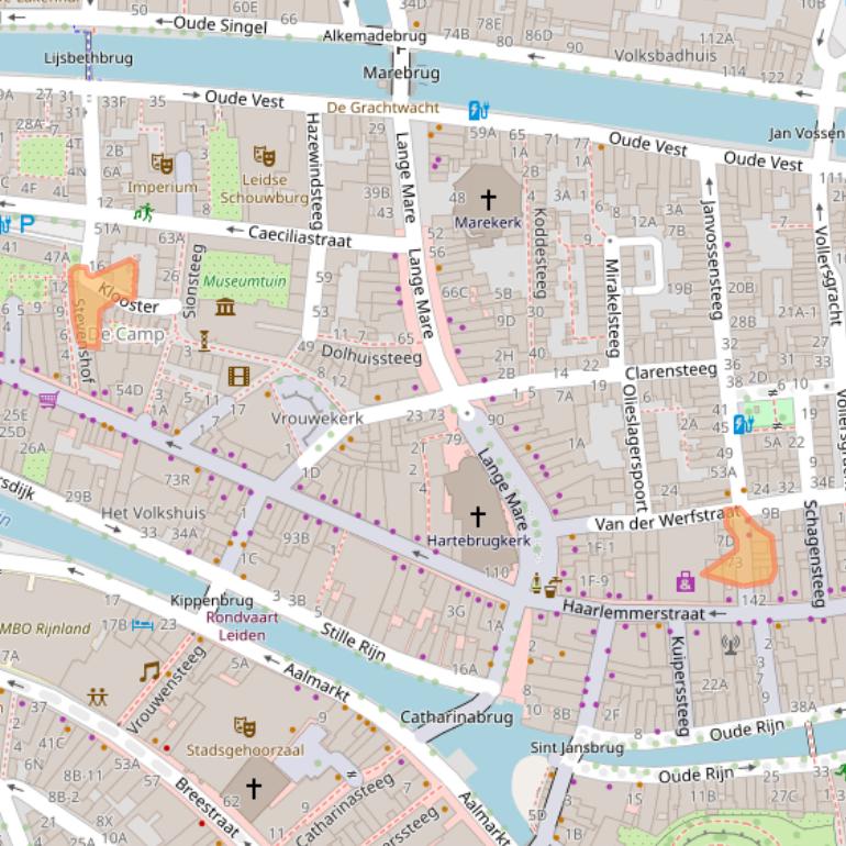 Kaart van postcodegebied 2312WD.