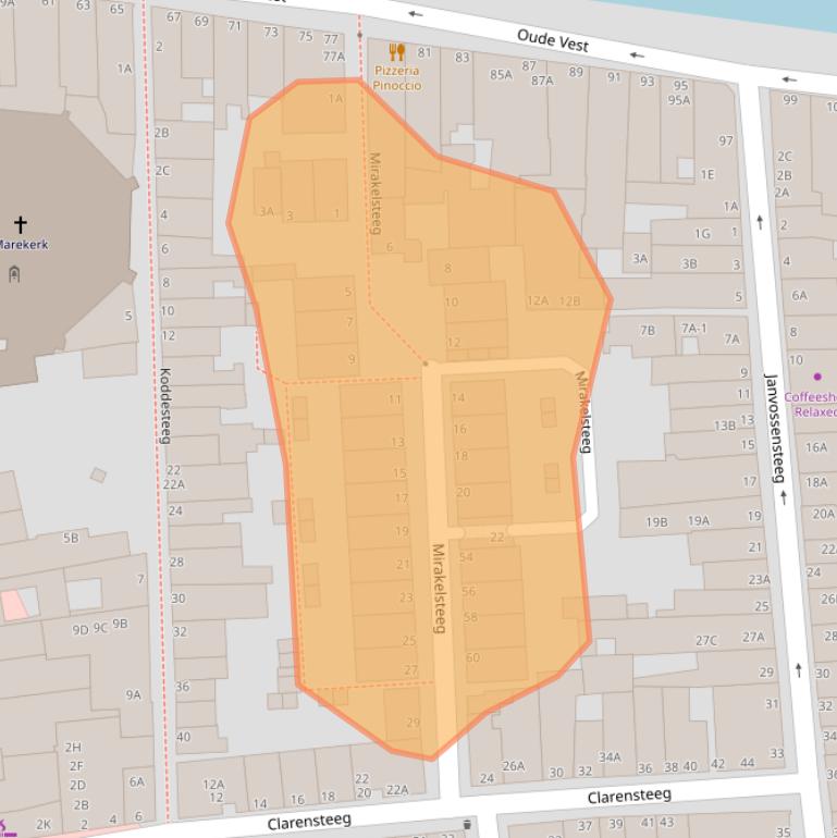 Kaart van postcodegebied 2312WG.