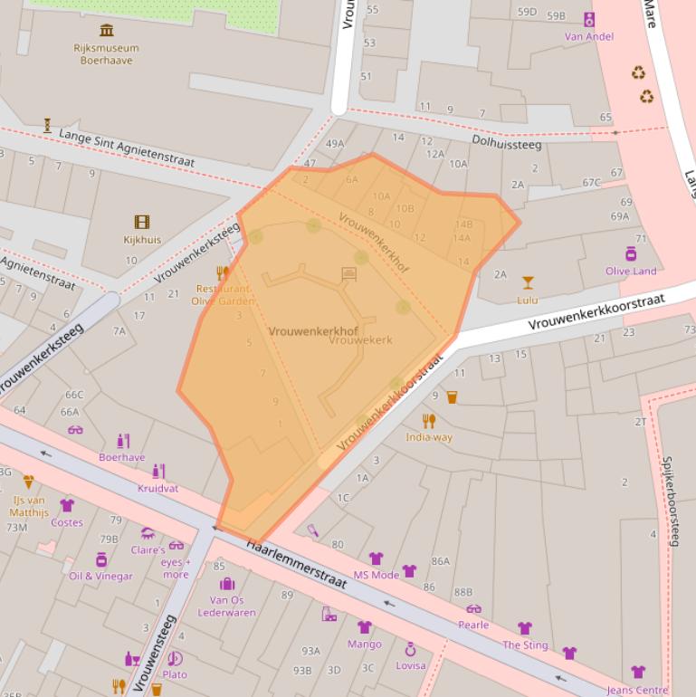 Kaart van postcodegebied 2312WR.