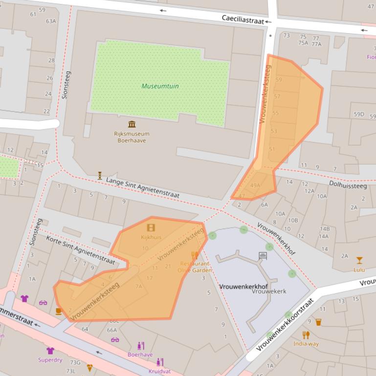Kaart van postcodegebied 2312WS.