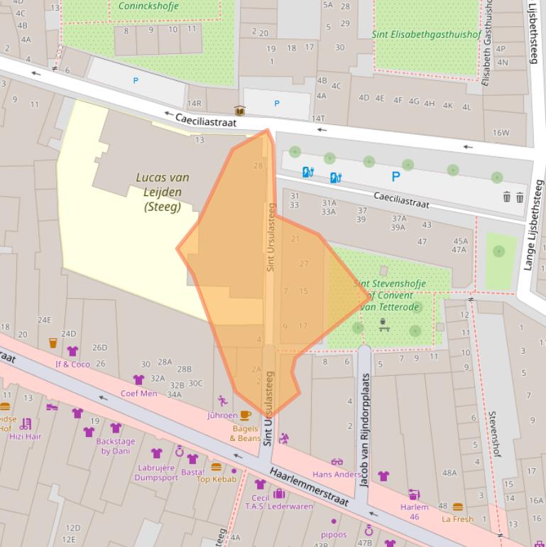 Kaart van postcodegebied 2312XA.