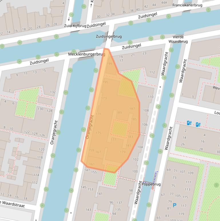 Kaart van postcodegebied 2312XG.