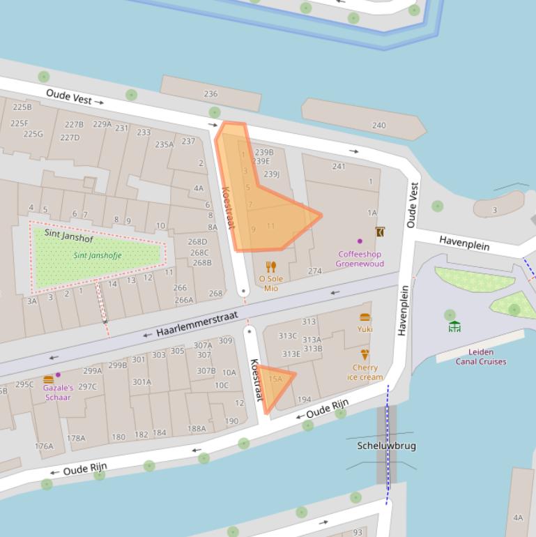 Kaart van postcodegebied 2312XH.