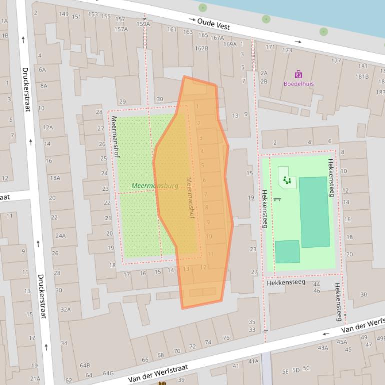 Kaart van postcodegebied 2312XK.