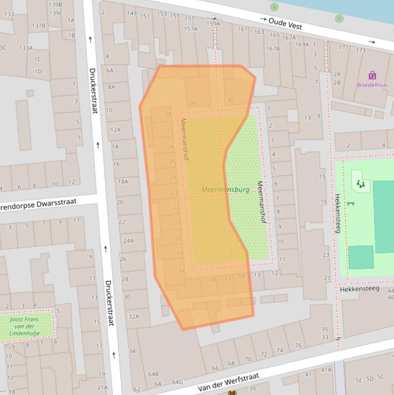 Kaart van postcodegebied 2312XL.