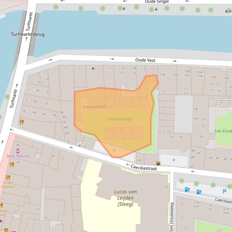 Kaart van postcodegebied 2312XN.