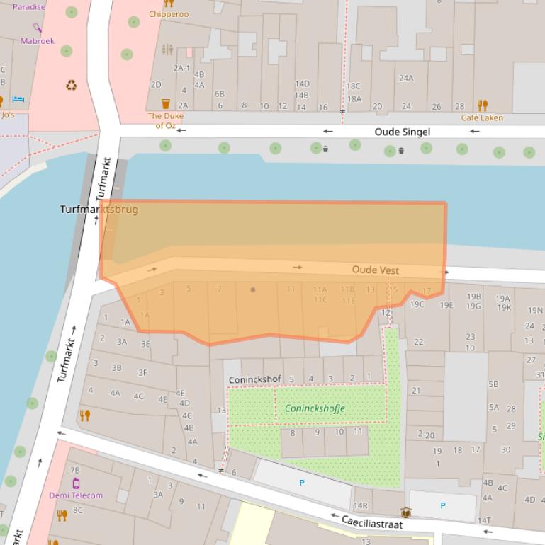 Kaart van postcodegebied 2312XP.