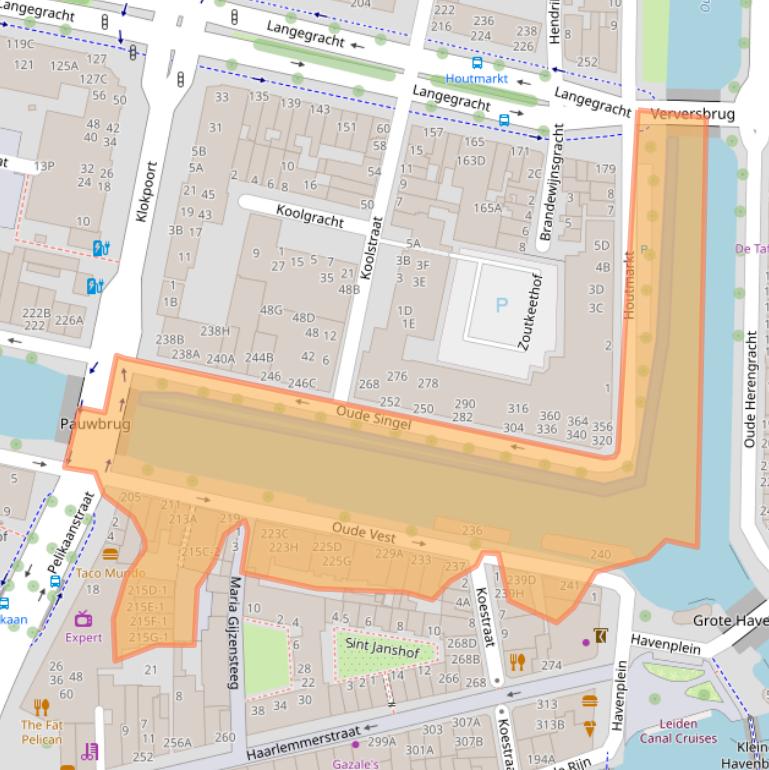 Kaart van postcodegebied 2312XZ.