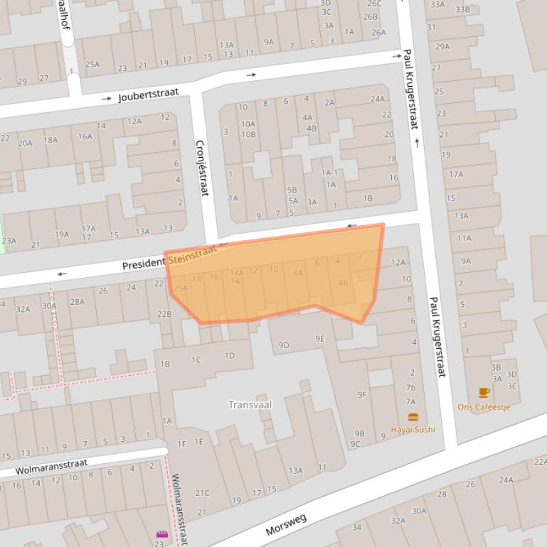 Kaart van postcodegebied 2312ZR.