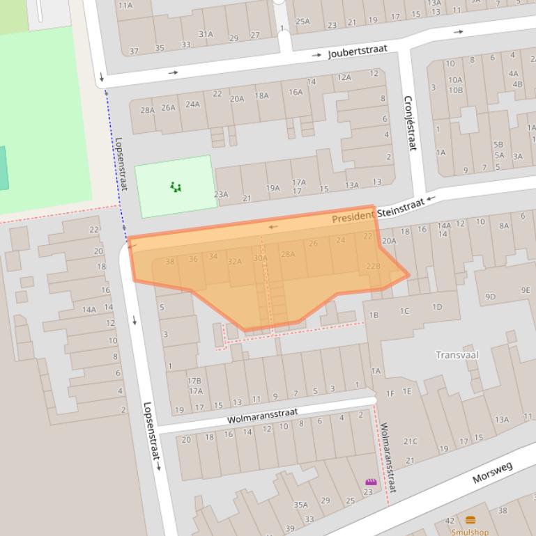 Kaart van postcodegebied 2312ZS.