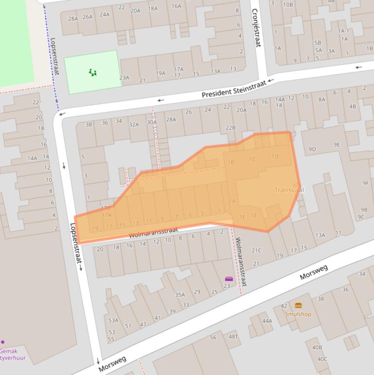 Kaart van postcodegebied 2312ZT.