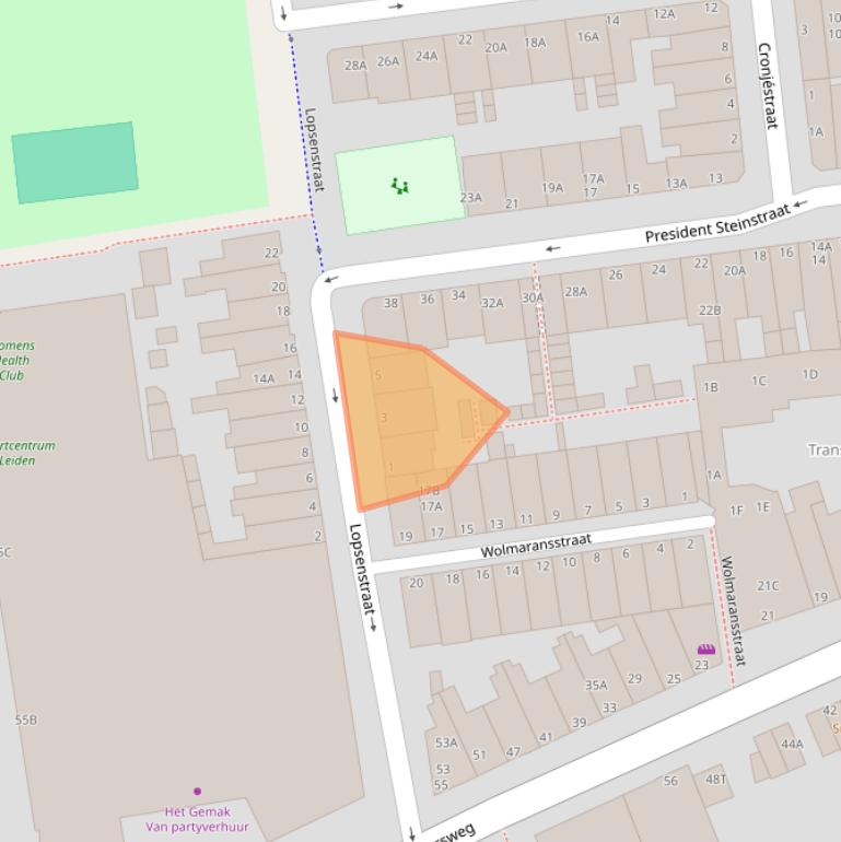 Kaart van postcodegebied 2312ZW.