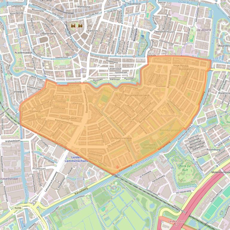 Kaart van postcodegebied 2313.