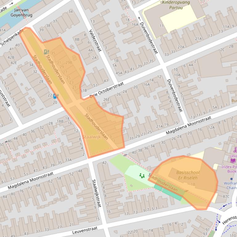 Kaart van postcodegebied 2313AB.
